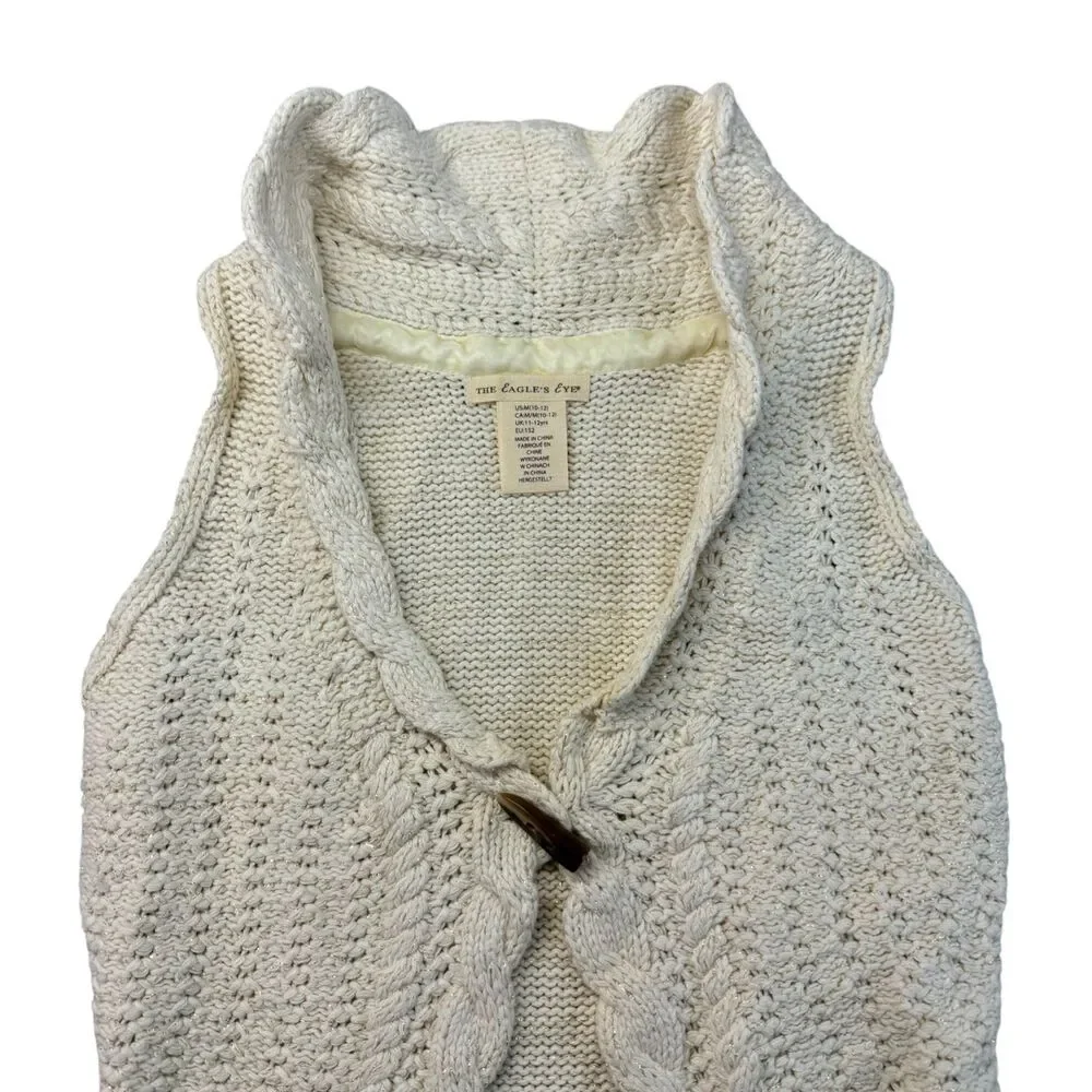 The Eagles Eye Sweater Youth Kids Girls Medium 10-12 Beige Cable Knit Sweater